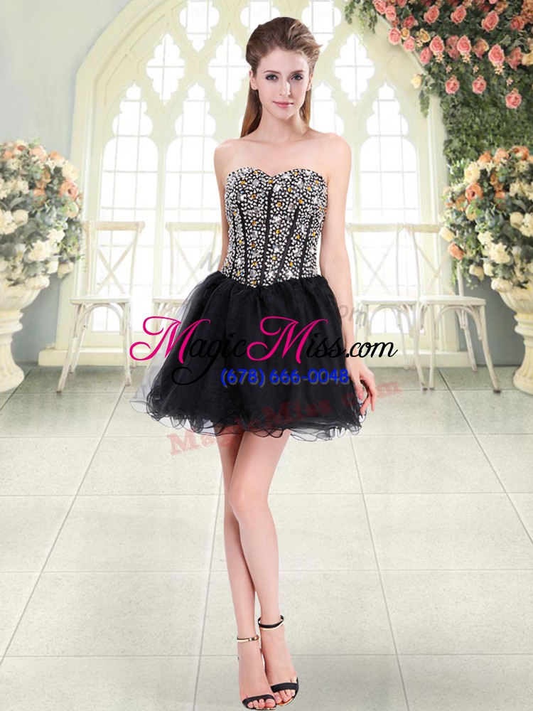 wholesale sweetheart sleeveless tulle prom dress beading lace up