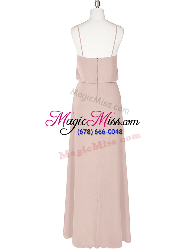 wholesale ruching dress for prom baby pink zipper sleeveless floor length