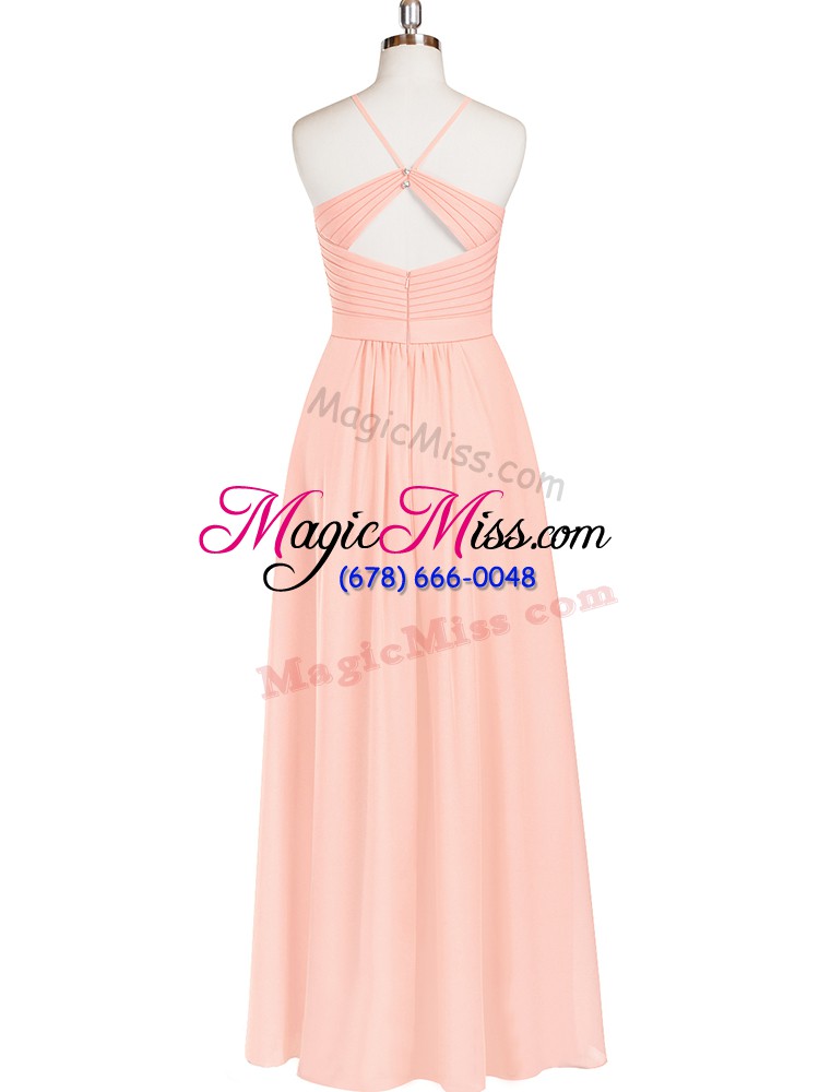 wholesale floor length zipper evening dresses pink for prom and party and military ball with ruching