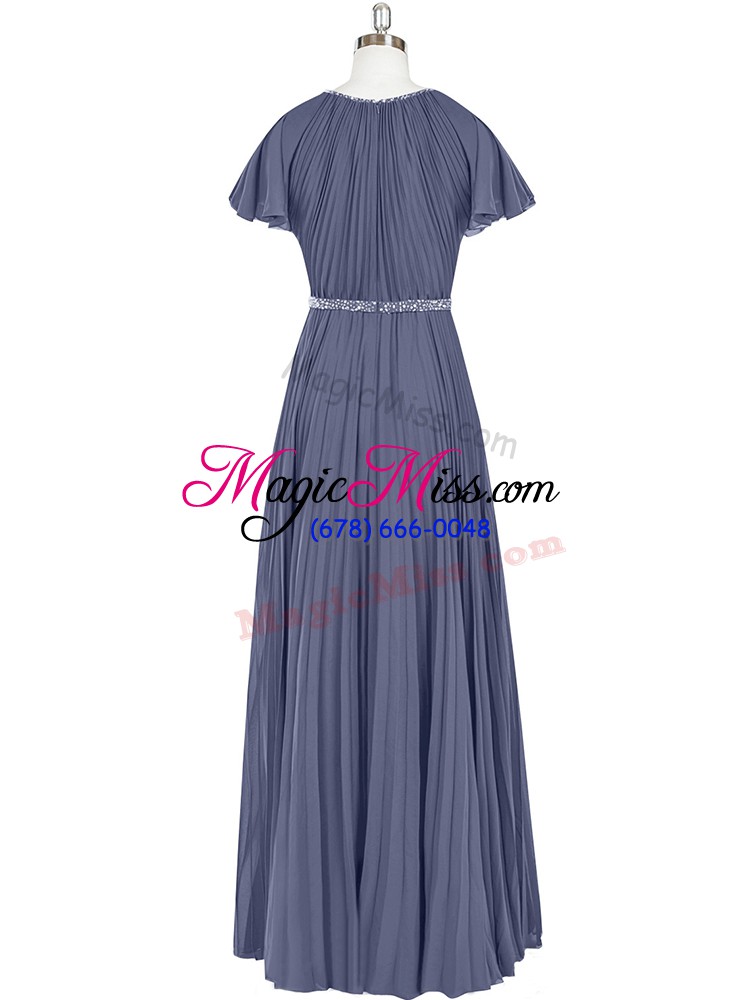wholesale floor length zipper prom party dress blue for prom and party and military ball with beading and pleated