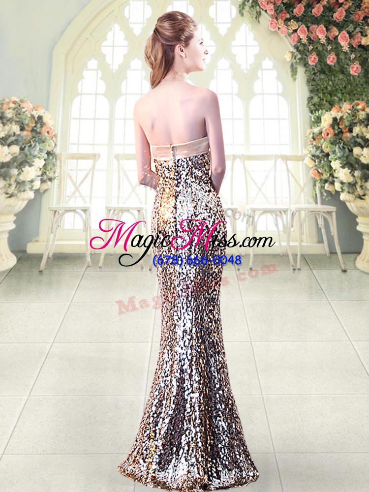 wholesale sequined strapless sleeveless zipper beading and sequins and bowknot prom evening gown in silver