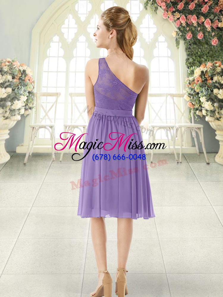 wholesale noble empire prom dress lavender one shoulder chiffon sleeveless knee length side zipper