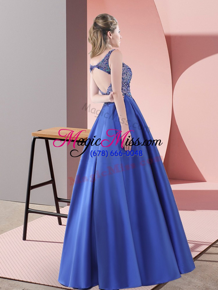 wholesale extravagant straps sleeveless satin prom gown beading sweep train backless
