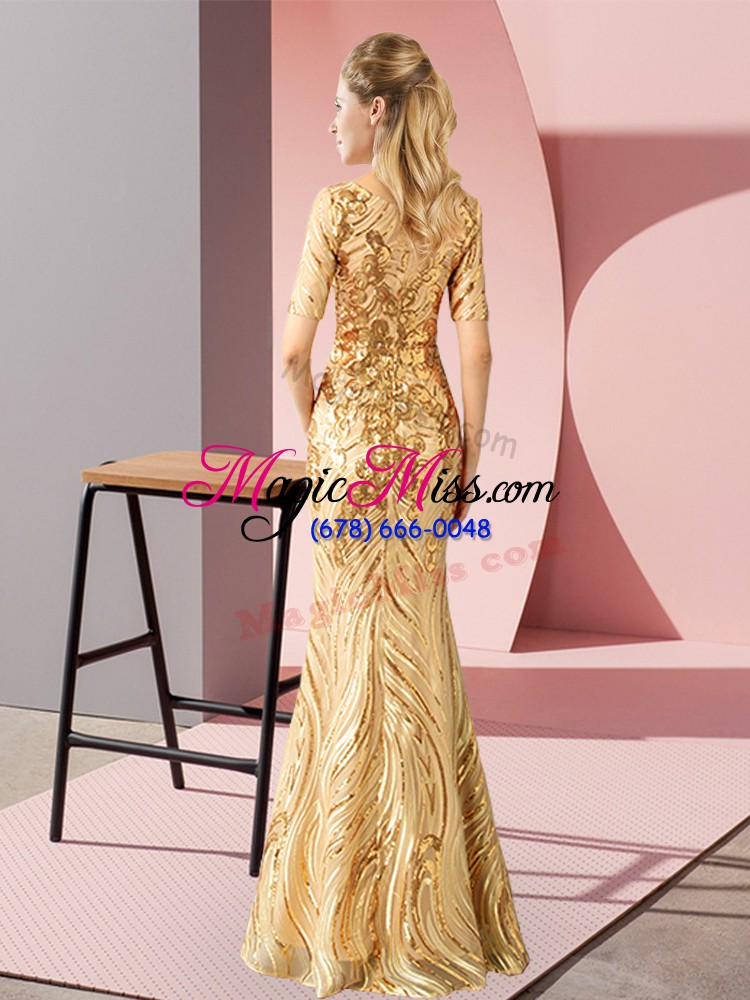 wholesale custom made half sleeves appliques and sequins zipper prom dresses