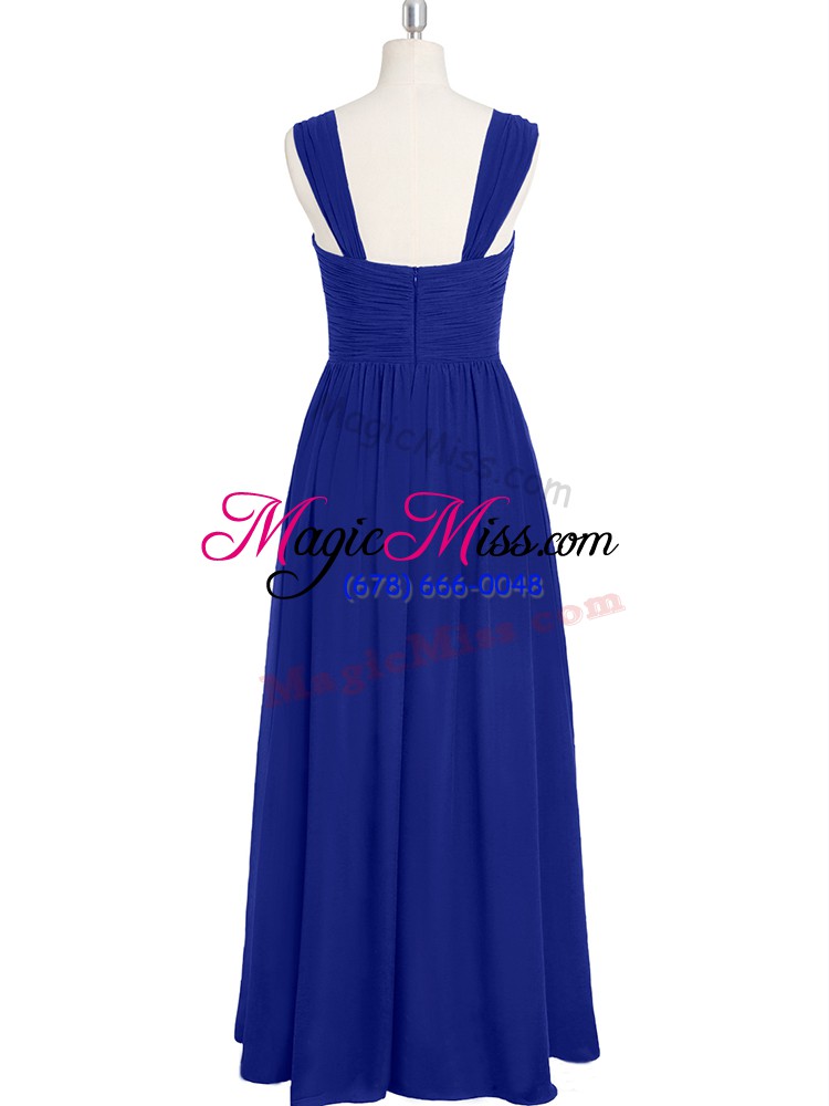 wholesale on sale chiffon sleeveless ankle length prom gown and ruching