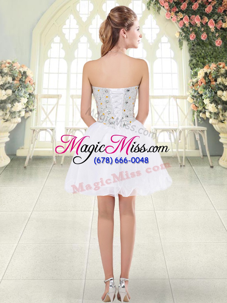 wholesale artistic sweetheart sleeveless prom dress mini length beading white tulle