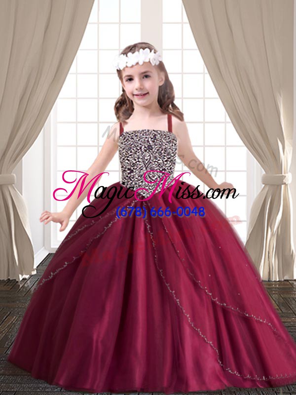 wholesale floor length red quinceanera gowns tulle sleeveless beading