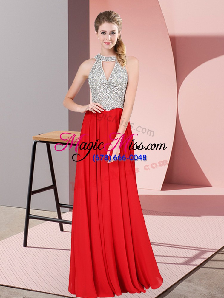 wholesale low price red scoop zipper beading and lace prom dresses sleeveless
