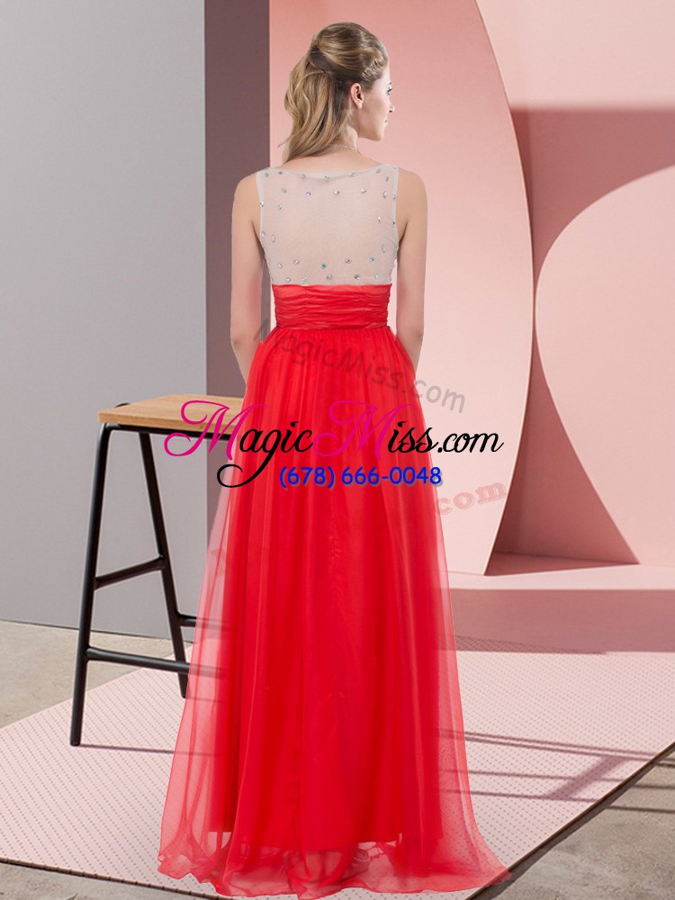 wholesale empire chiffon scoop sleeveless sequins floor length side zipper dress for prom