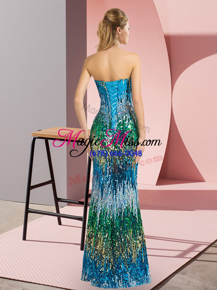 wholesale multi-color sweetheart lace up sequins prom evening gown sleeveless