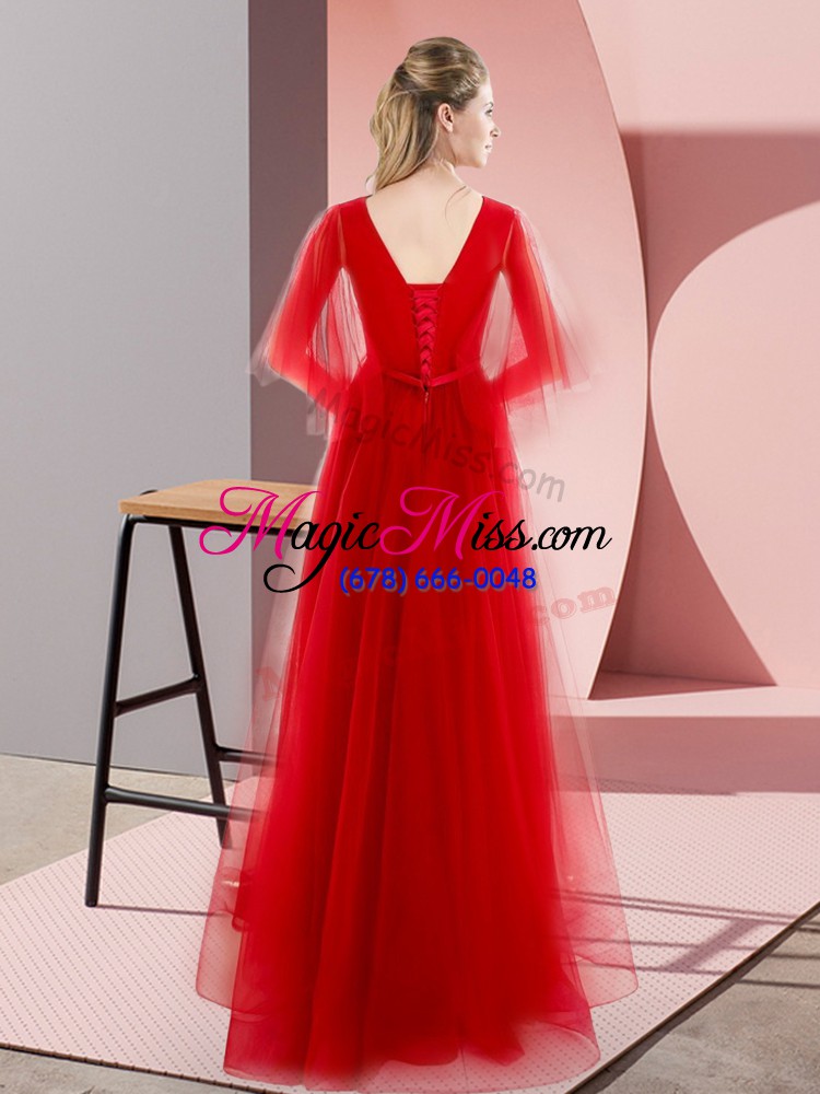 wholesale pink and fuchsia long sleeves tulle zipper evening dress for prom and party