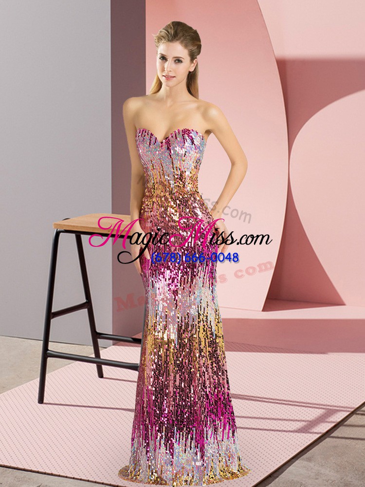 wholesale pretty column/sheath homecoming dress purple and multi-color sweetheart sleeveless floor length lace up