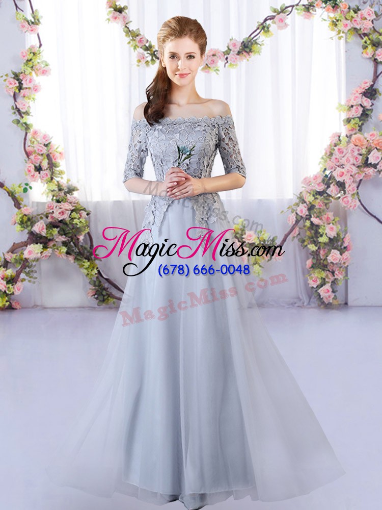 wholesale floor length empire half sleeves grey quinceanera court dresses lace up