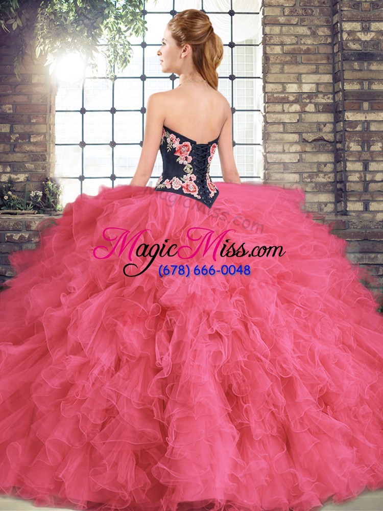 wholesale enchanting floor length ball gowns sleeveless fuchsia 15 quinceanera dress lace up