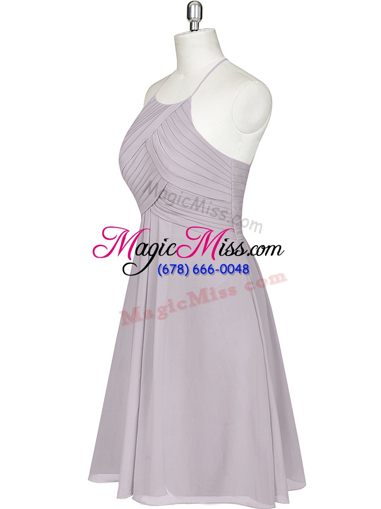 wholesale ideal sleeveless mini length ruching zipper prom dresses with grey
