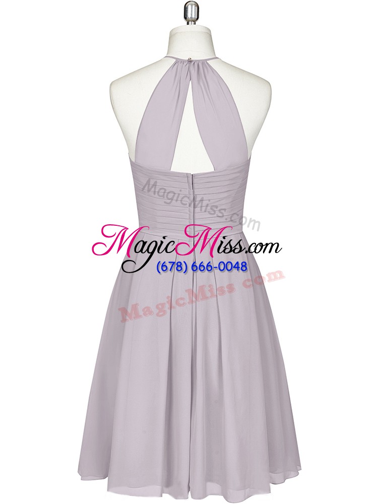 wholesale ideal sleeveless mini length ruching zipper prom dresses with grey