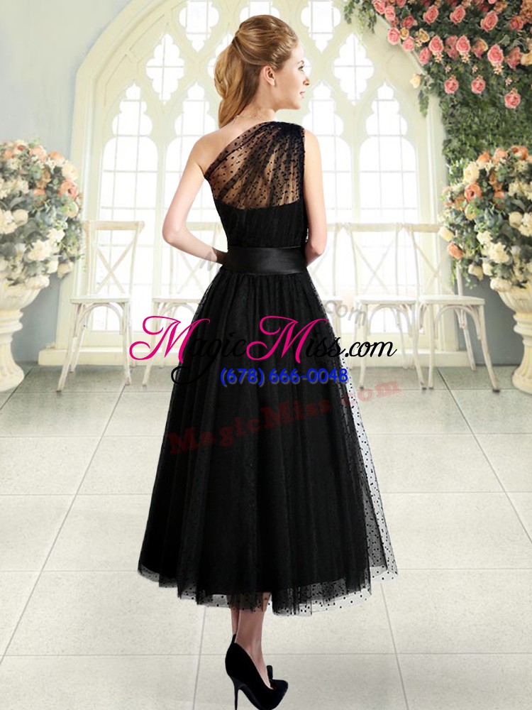wholesale classical tulle sleeveless tea length prom gown and ruching
