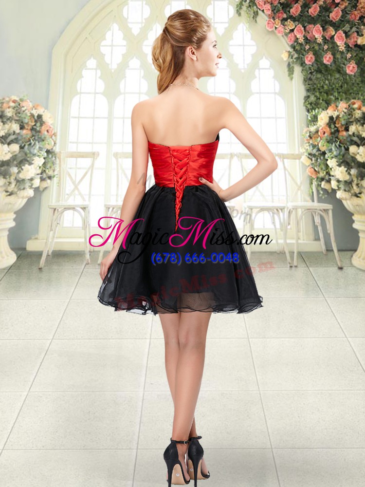 wholesale best selling black lace up strapless beading prom dresses organza sleeveless