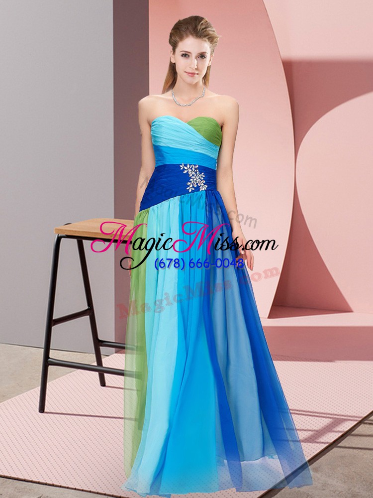 wholesale pretty floor length empire sleeveless multi-color prom gown lace up