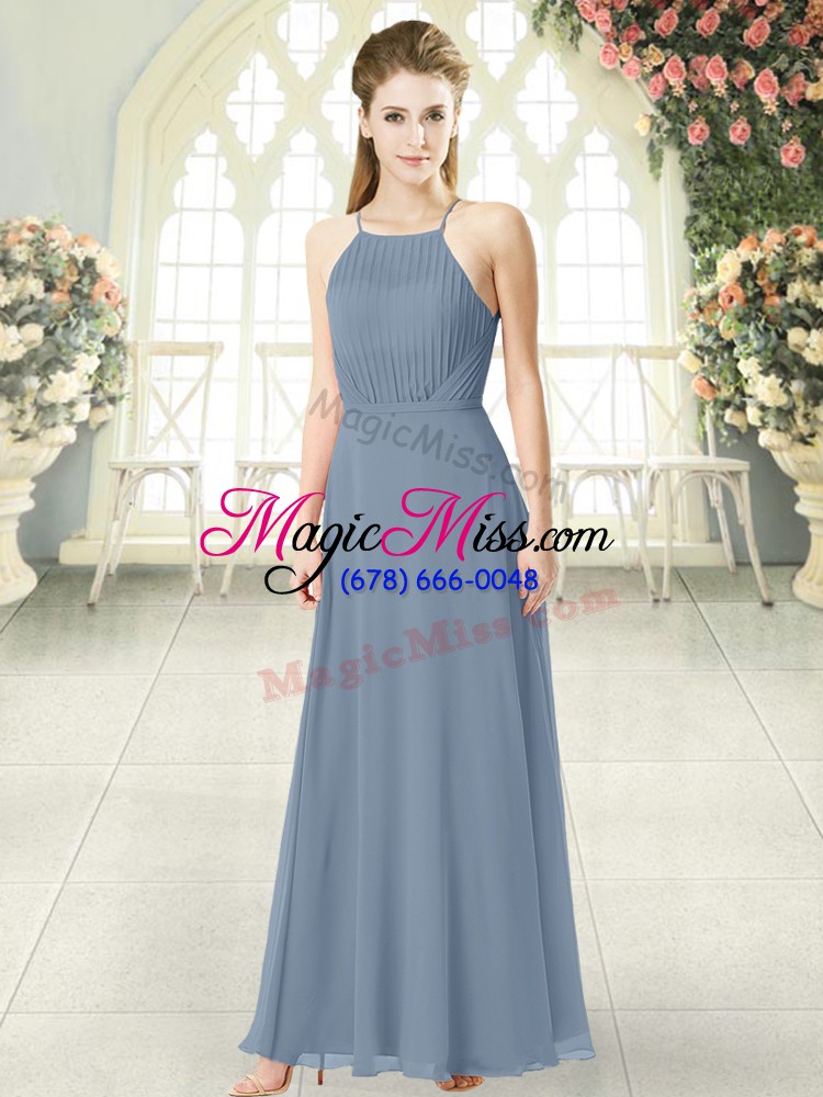 wholesale grey zipper evening dress ruching sleeveless floor length