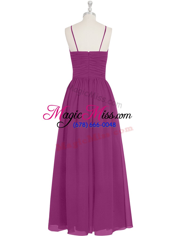 wholesale floor length zipper dress for prom fuchsia for prom and party and military ball with ruching