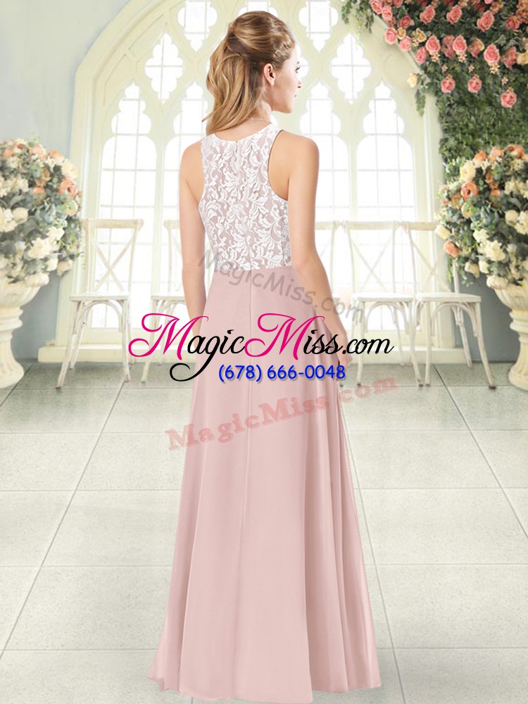 wholesale decent pink sleeveless chiffon zipper for prom and party