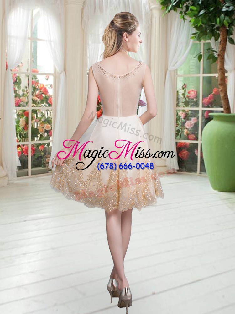 wholesale pretty champagne prom dresses prom and party with beading and appliques scoop sleeveless zipper
