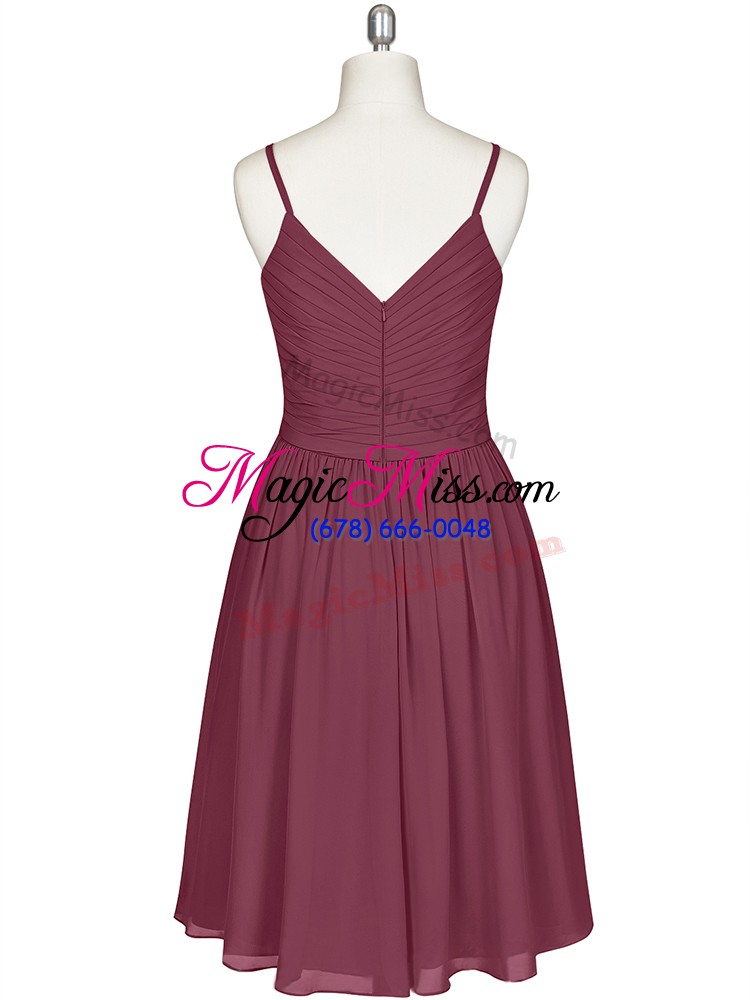 wholesale extravagant burgundy prom dress prom and party and military ball with pleated spaghetti straps sleeveless zipper