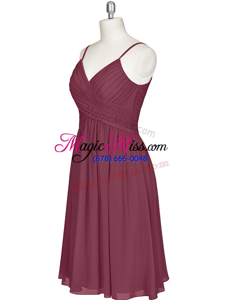 wholesale extravagant burgundy prom dress prom and party and military ball with pleated spaghetti straps sleeveless zipper