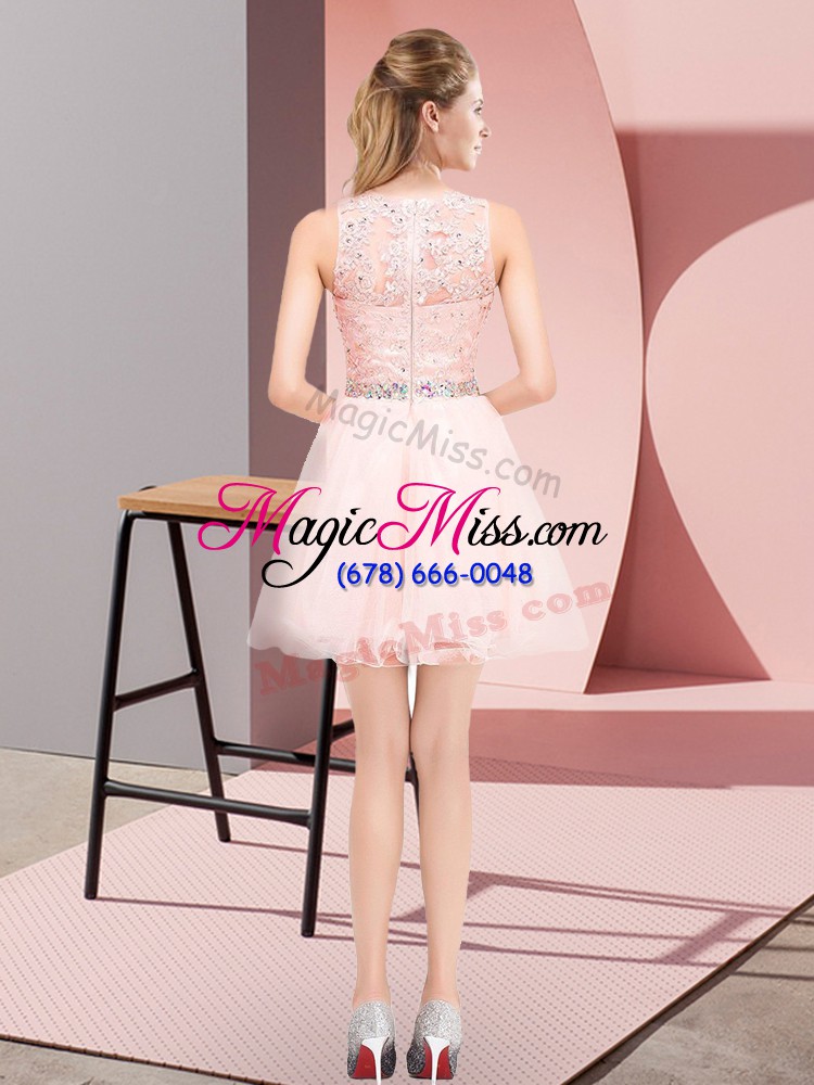 wholesale glorious pink prom dress prom and party with beading and lace scoop sleeveless lace up