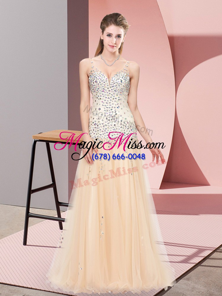 wholesale zipper prom dresses champagne for prom and party and military ball with beading sweep train