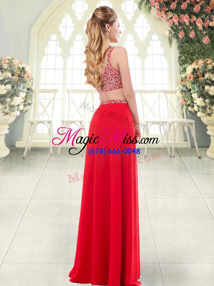 wholesale free and easy red sleeveless chiffon zipper prom dresses for prom and party