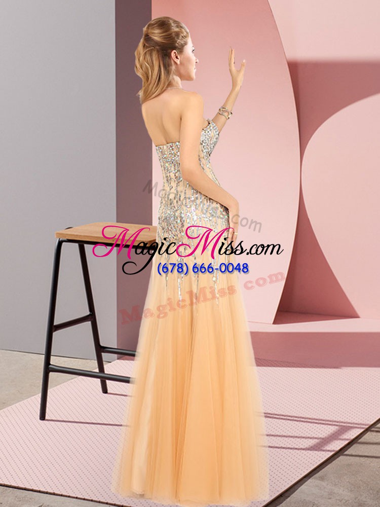 wholesale perfect orange zipper prom party dress beading sleeveless floor length