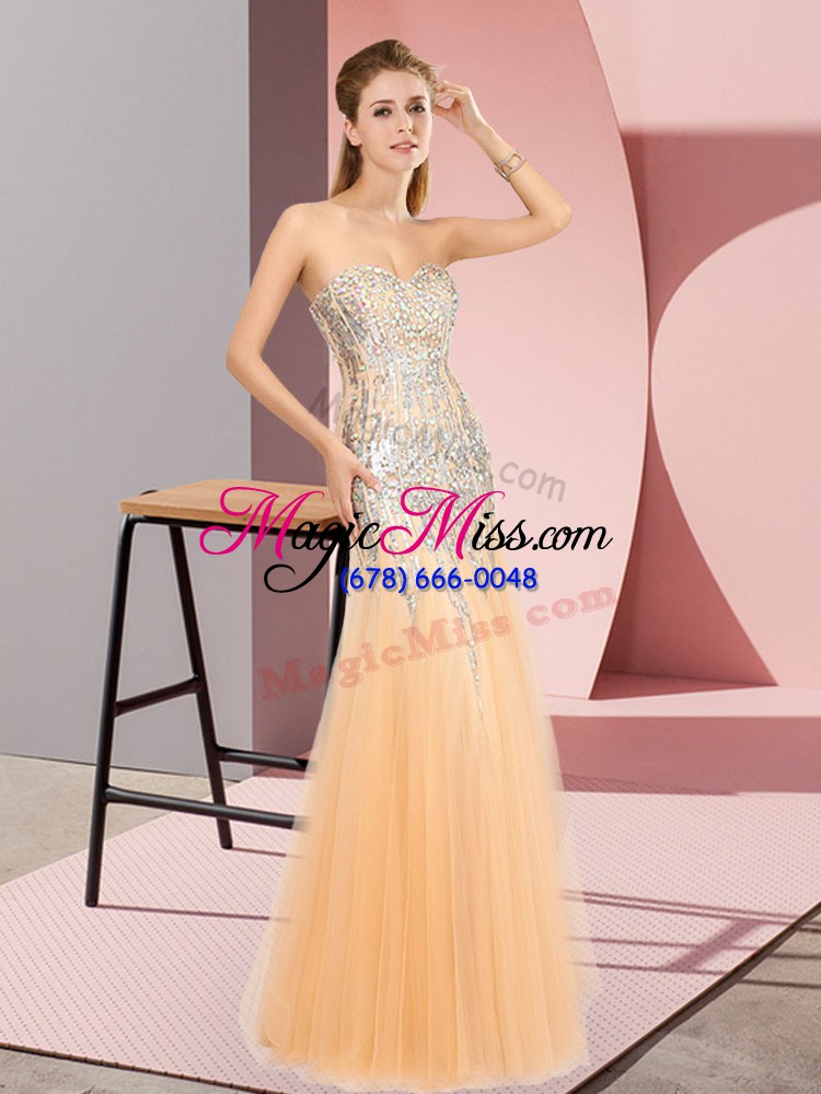 wholesale perfect orange zipper prom party dress beading sleeveless floor length