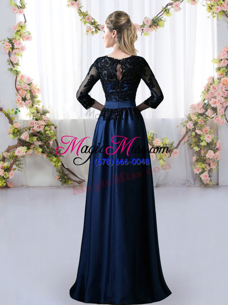 wholesale satin 3 4 length sleeve floor length vestidos de damas and lace