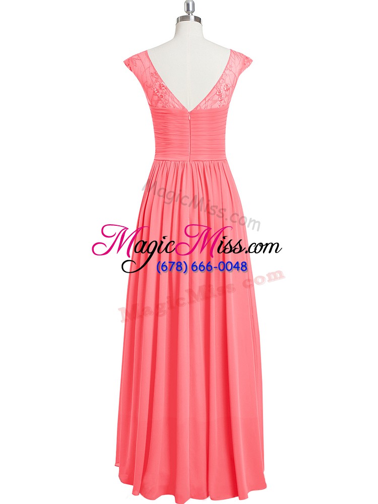 wholesale delicate pink prom party dress prom and party with lace scoop cap sleeves zipper