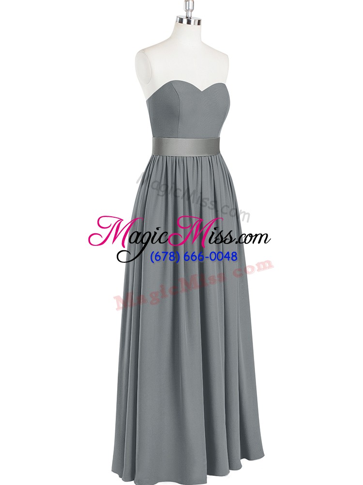 wholesale dazzling sleeveless zipper floor length belt evening dress