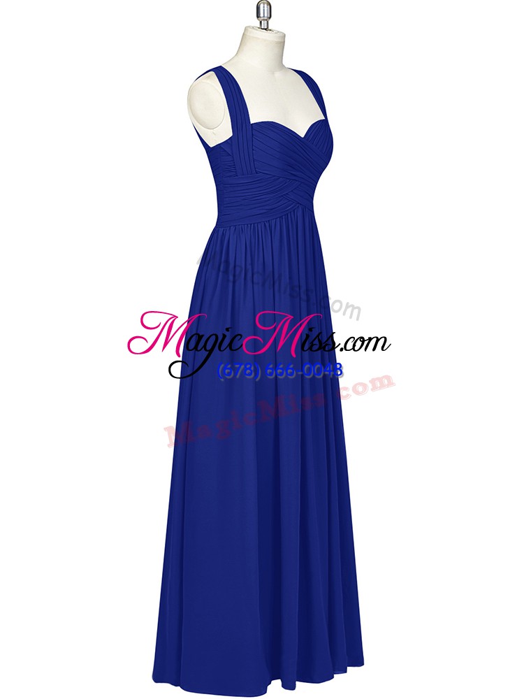 wholesale sleeveless zipper floor length ruching prom gown