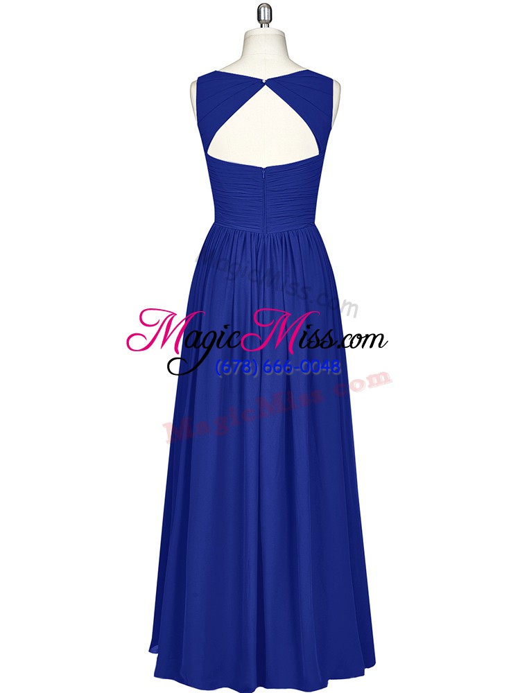 wholesale sleeveless zipper floor length ruching prom gown