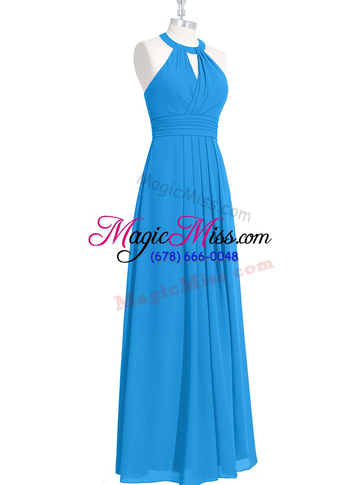 wholesale floor length empire sleeveless blue prom dresses zipper
