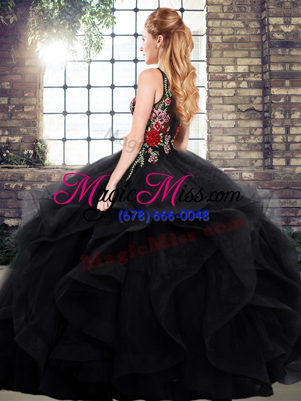 wholesale ball gowns sweet 16 quinceanera dress black scoop sleeveless floor length zipper