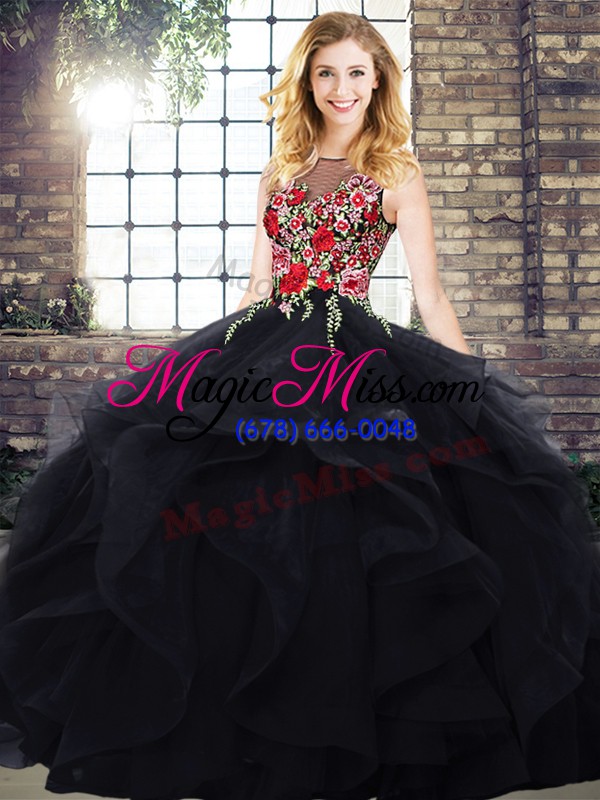 wholesale ball gowns sweet 16 quinceanera dress black scoop sleeveless floor length zipper
