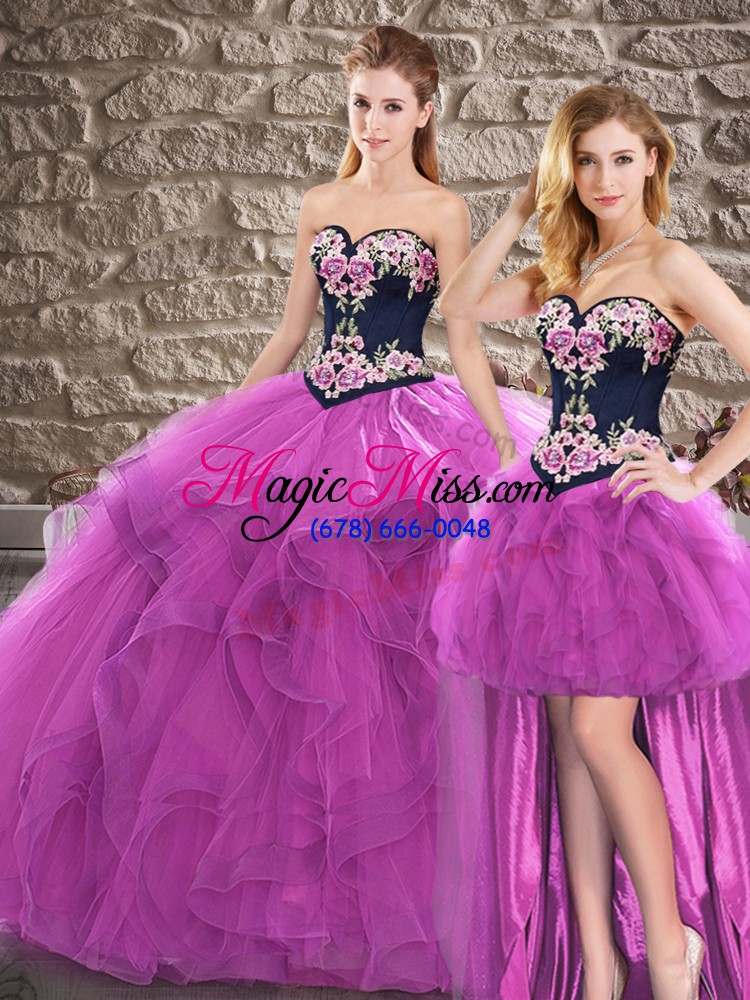wholesale sweetheart sleeveless lace up quinceanera gown purple tulle