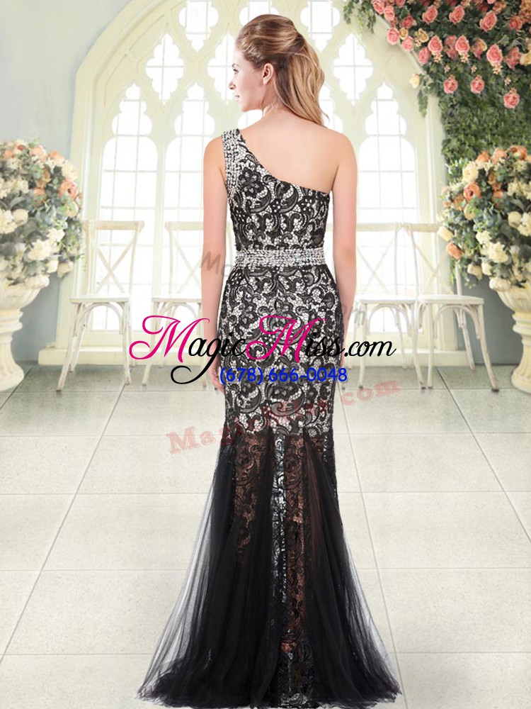 wholesale custom made sleeveless floor length beading and lace zipper prom gown with hot pink