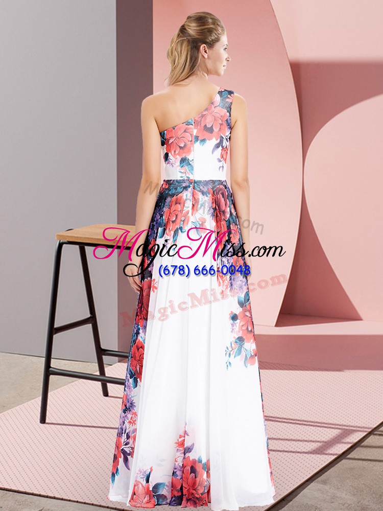 wholesale white chiffon zipper dress for prom sleeveless floor length pattern
