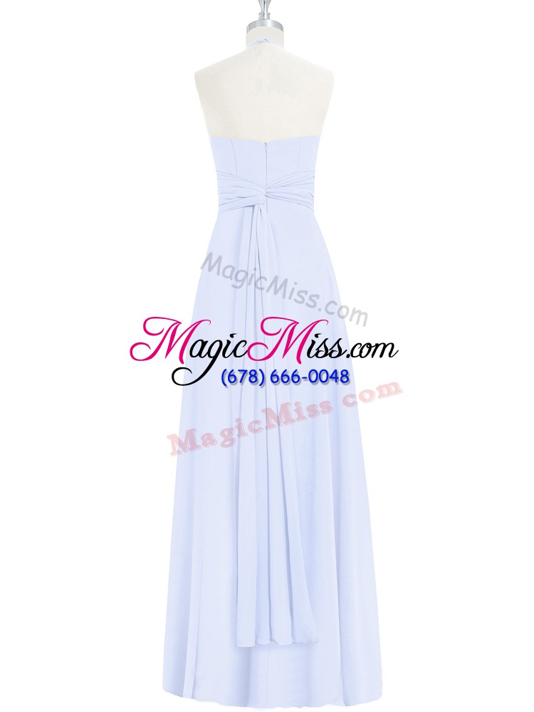 wholesale sleeveless floor length ruching zipper prom gown with baby blue