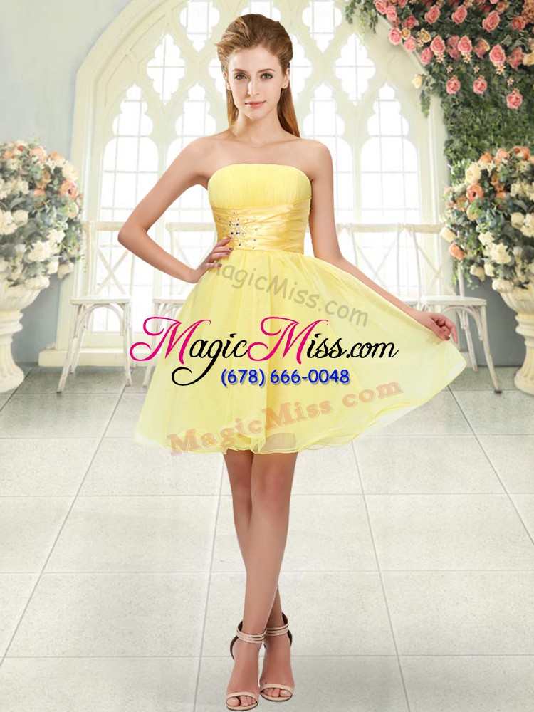 wholesale strapless sleeveless organza prom evening gown beading lace up