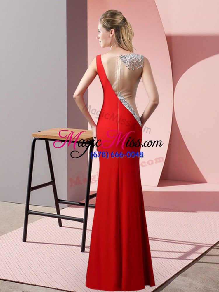 wholesale fantastic sleeveless floor length beading zipper prom evening gown with fuchsia