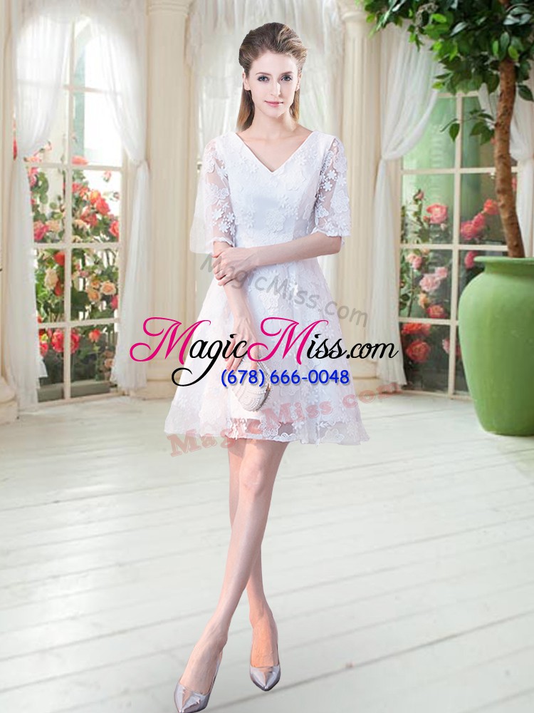 wholesale enchanting half sleeves knee length lace zipper with white
