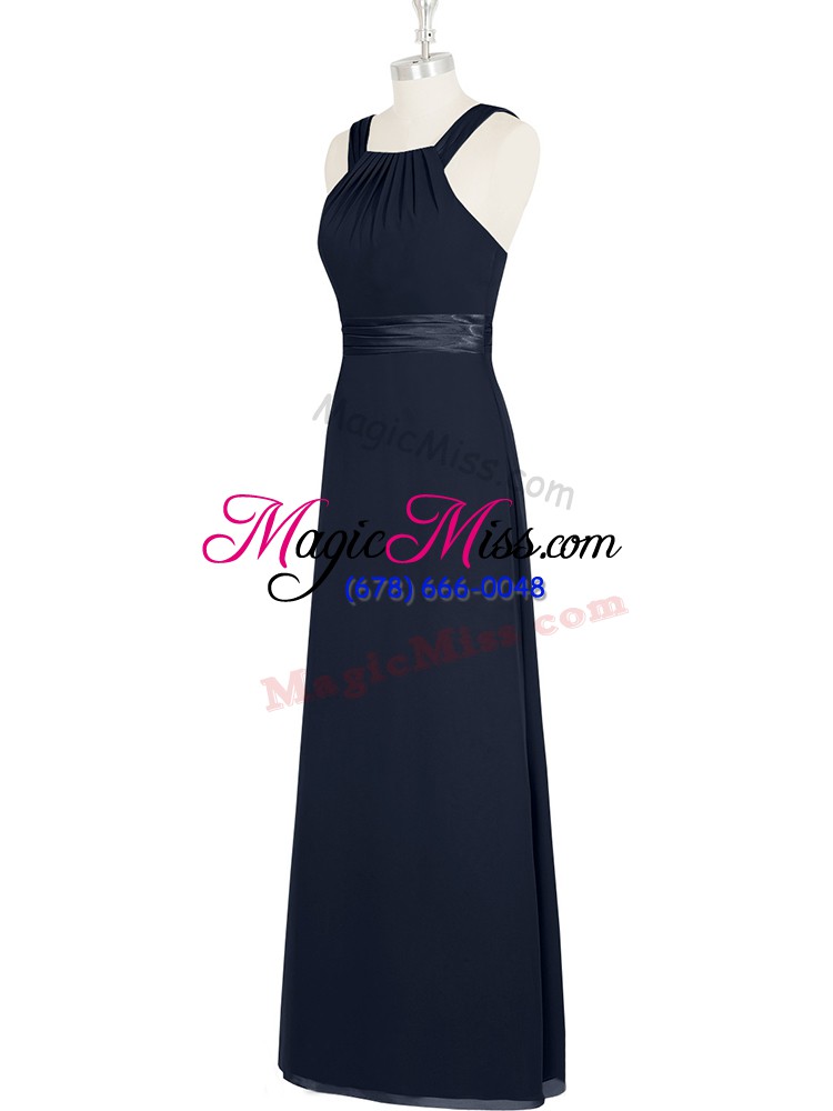 wholesale fine black sleeveless floor length belt zipper prom evening gown
